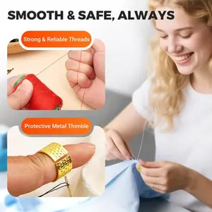 34PCS Big Eye Stainless Steel Sewing Needles Kit – Long Thin Needles for Hand Sewing, Quilting, DIY Crafts, and Handmade Projects (3 Bundles)