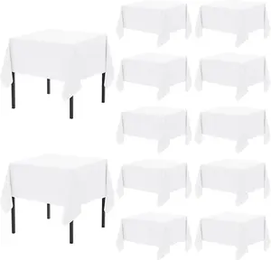 MTREO 6 12 Pack Square Tablecloths, 52 x 52 Inch Square Table Cloth Stain and Wrinkle Resistant Washable Polyester Tablecloth for Square Tables, Black Square Tablecloth for Wedding Party Buffet