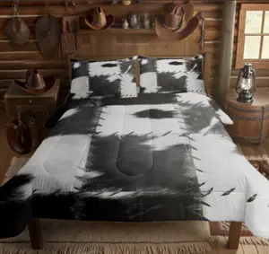(Not Real) Cowhide Pattern Comforter,Patchwork Cow Fur Print Duvet Insert for Women Men,Farm Animal Bedding Set,Western Cowboy Farmhouse Comforter
