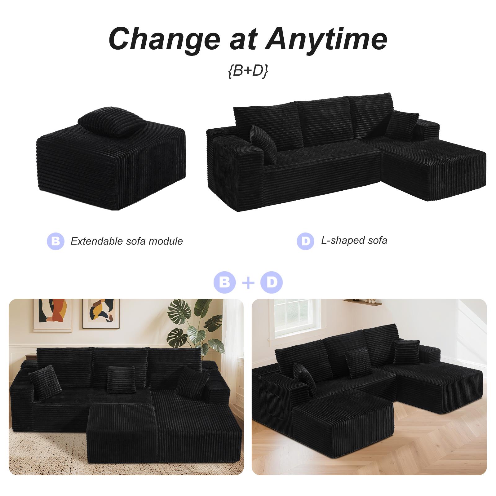 【DlY Combination】HSECOYAY Modular Sectional SofaMix and Match Pieces for Living Room, Comfy CloudCouches with Movable Ottoman, L/U-Shaped FlexibleConfiguration, Plush Corduroy - 400 lbs SeatCapacity 【DlY Combination】HSECOYAY Modular Sectional SofaMix and Match Pieces for Living Room, Comfy CloudCouches with Movable Ottoman, L/U-Shaped FlexibleConfiguration, Plush Corduroy - 400 lbs SeatCapacity