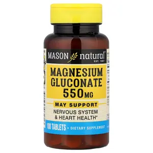 Mason Natural Magnesium Gluconate, 550 mg, 100 Tablets