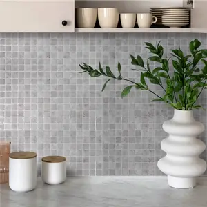Peel and Stick Removable Wallpaper Tile Decal 10.5x10.5 Mini Mosaic Stone Design 4 Pack Easy Application for Kitchens and DIY Projects