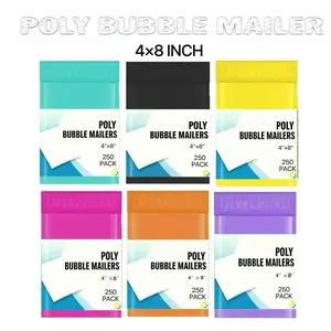#000 Poly Bubble Mailer Envelopes Bag Padded, Self-Seal 4 x 8 inch, Multiple Colors, 250 Count