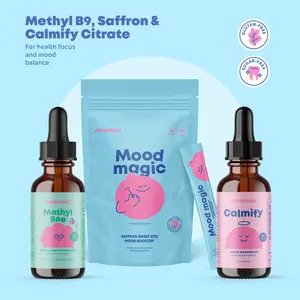 JoySpring Wellness Trio | MethylBee B Complex + Mood Saffron Pixie Sticks + Calmify Magnesium JoySpring Wellness Trio | MethylBee B Complex + Mood Saffron Pixie Sticks + Calmify Magnesium