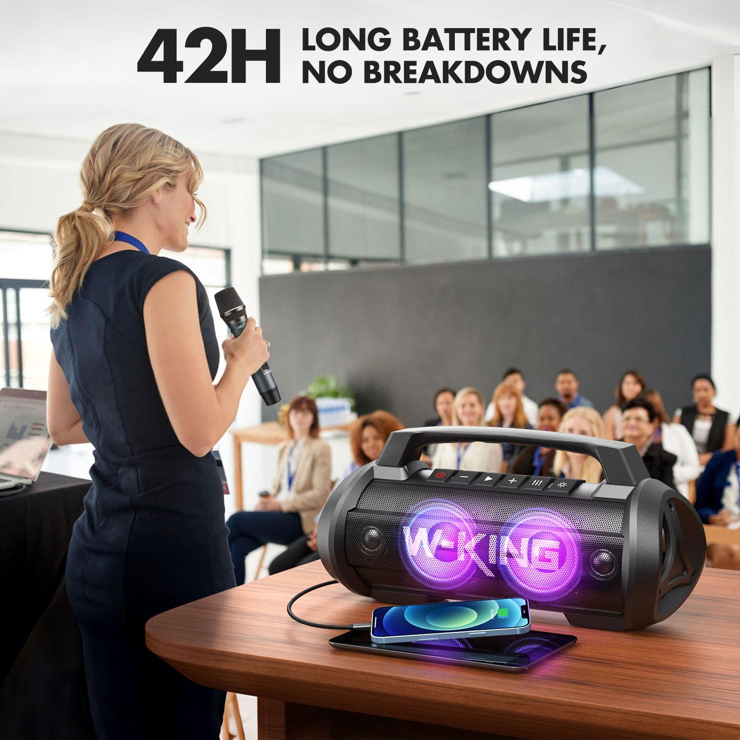 W-KING 120W Peak 70W RMS table Bluetooth Speaker with Wireless Microphone, Waterproof Speakers with Subwoofer Outdoor Speakers Bluetooth Boombox/42H/Bass Up/DSP/AUX/Stereo Pairing Waterspeaker Karaoke Set speaker subwoofer bluetooth speakers W-KING 120W Peak 70W RMS table Bluetooth Speaker with Wireless Microphone, Waterproof Speakers with Subwoofer Outdoor Speakers Bluetooth Boombox/42H/Bass Up/DSP/AUX/Stereo Pairing Waterspeaker Karaoke Set speaker subwoofer bluetooth speakers