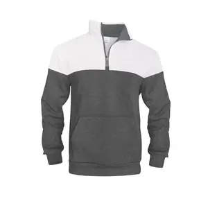 Men's half-zipped long-sleeved sweatshirt with contrasting colors, regular version of casual long-sleeved sweatshirt, suitable for's casual sports version of zipped long-sleeved sweatshirt, men's sweatshirt. Environmental material. Golf Sweatshirt