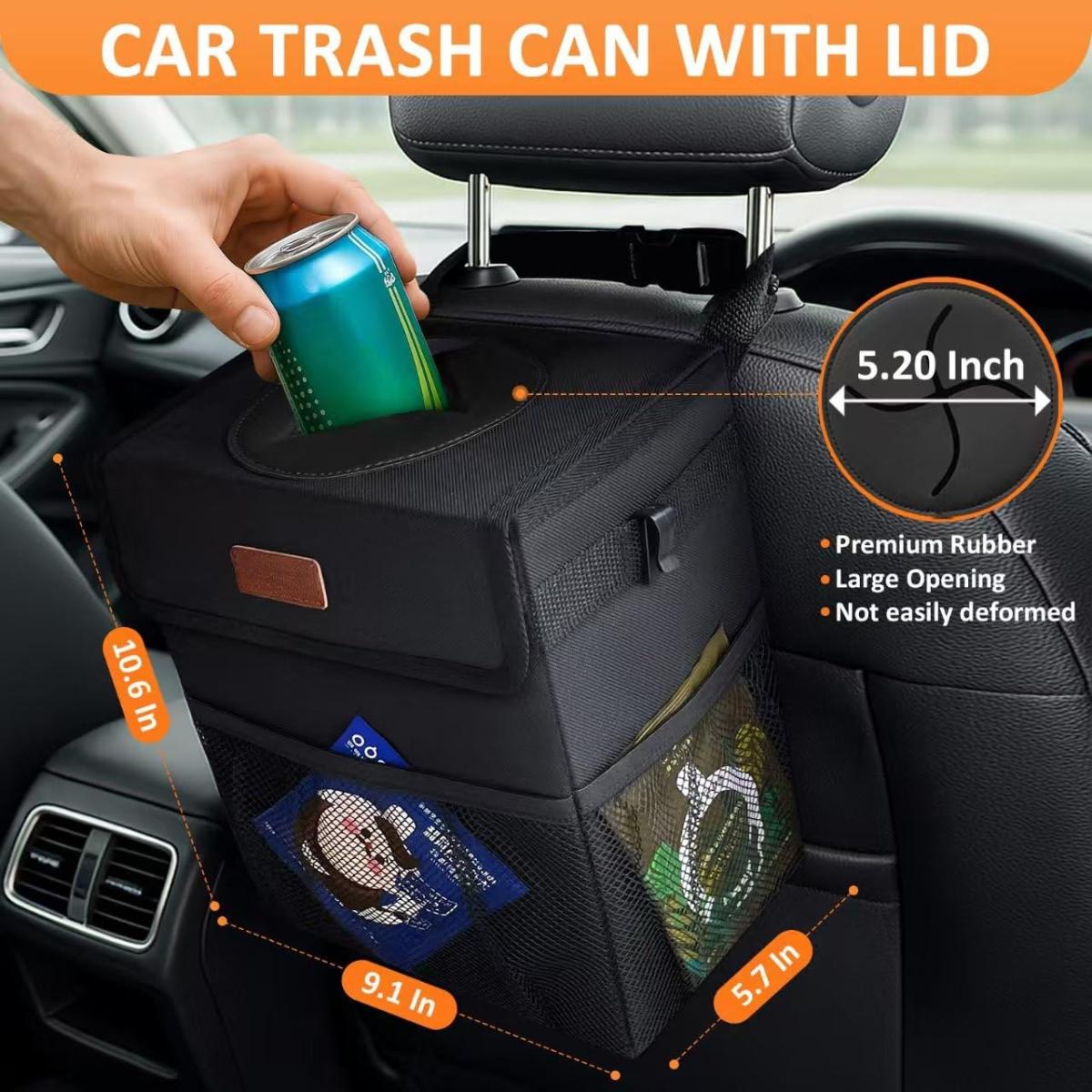 Car Trash Can Bin with Lid Hanging for Back Seat, Car Accessories for Women Men Leak Proof Automotive Garbage Cans Leakproof Vehicle Trash Can for Truck SUV Black Car Trash Can Bin with Lid Hanging for Back Seat, Car Accessories for Women Men Leak Proof Automotive Garbage Cans Leakproof Vehicle Trash Can for Truck SUV Black