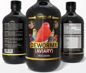 Farmalab DEWORMX Extra Strength Water-Based Liquid Bird Healthcare, 2oz & 8oz Sizes, for Budgies & Small Caged Birds (Parakeets, Finches, Lovebirds)