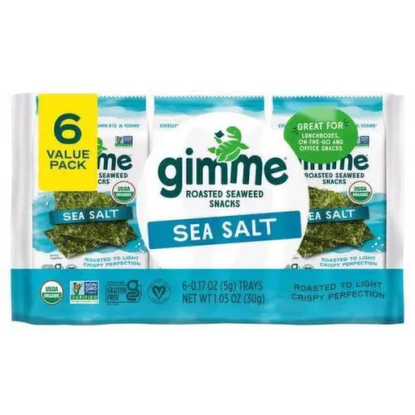 Gimme Roasted Seaweed Snacks - Sea Salt Flavor (6-Pack), Light, Crispy On-the-Go Snack