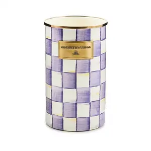 Violet Check Utensil Holder