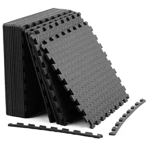 Puzzle Exercise Mat ½ in, EVA Interlocking Foam Floor Tiles for Home Gym, Mat for Home Workout Equipment, Floor Padding for Home, Black, 20 in x 20 in x ½ in, 64 sq ft - 24 tiles