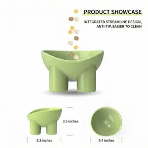 Elevated Cat Food Bowls Tilted Anti Vomit Raised Pet Feeder Dish Neck Protection Water Bowl Cute Elephant Leg Design for Indoor Cats and Small Dogs