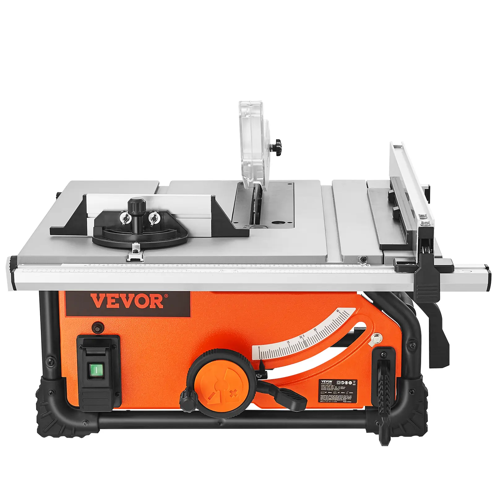 【Summerfinds】VEVOR Table Saw for Jobsite 10 Inch 15-Amp25-in Max Rip CapacityCutting Speed up to 4500RPM40T BladePortable Compact Tablesaw with Sliding Miter Gauge for DIY Woodworking and Furniture Making, Wood Cutting Machine, Power Tools, Adjustable Ful