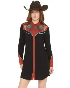 Panhandle Women's Slim Retro Desert Embroidered Long Sleeve Snap Western Mini - Lwd2r07944