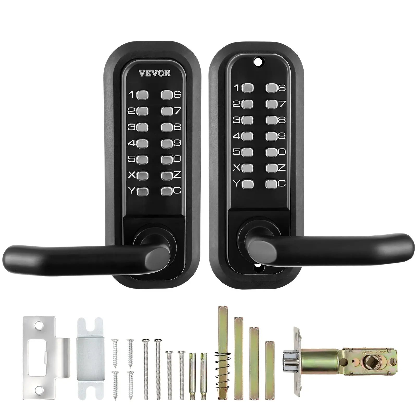 【Summerfinds】VEVOR Mechanical Keyless Entry Door Lock 14 Digit KeypadDouble-sided Embedded Outdoor Gate Door Locks Set with Handle and KeypadWater-proof Zinc AlloyEasy to Installfor YardGardenGarage, Door Hardware, Keyless Combination Padlocks