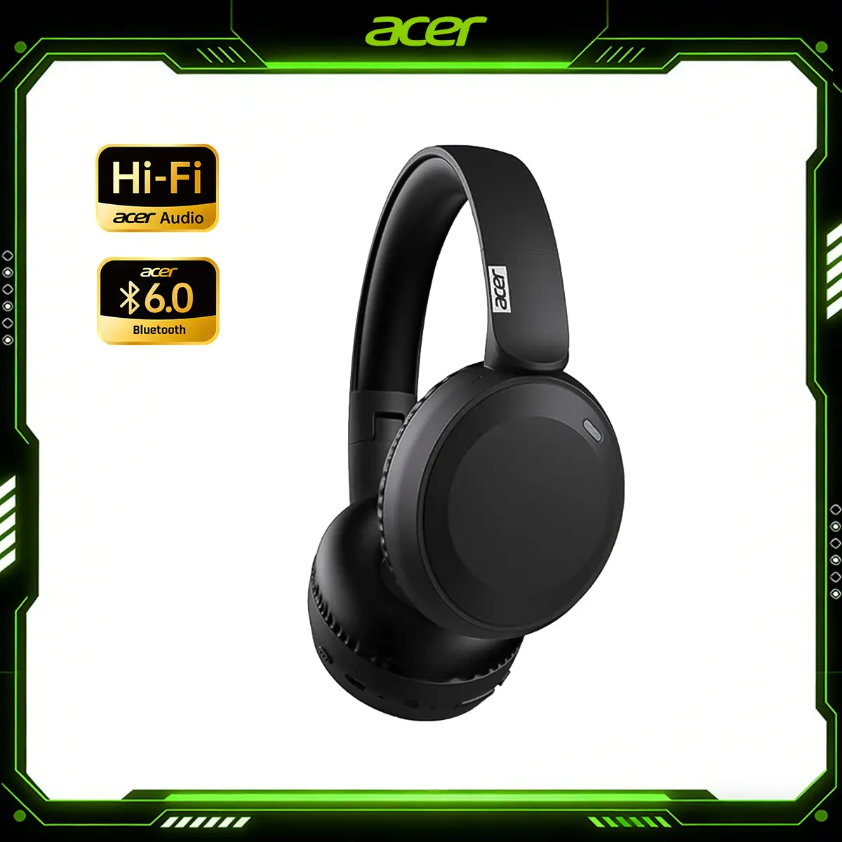 [Back to School]Acer OHR205 Wireless Headphones - Hi-Fi Stereo Audio, Foldable Portable Electronic, Bluetooth +3.5mm Wired Cable Option, Spring Gaming Gift for Him tiktokshopbacktoschool,back to school,back to school haul