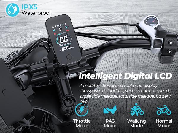 Windhorse V8 Pro Electric Bike for Adults, 20" Fat Tire EBike 31MPH, 65Miles PAS Range, 1500W Peak Motor Electric Dirt Bike with Long Seat, Rear Rack, 48V 15.6AH Battery All-Terrain Electric Mountain Bike for Off-Road Electric bmx, UL2849 Certified