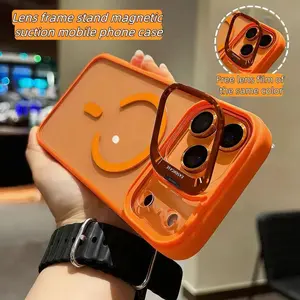 Apple iPhone 17 16 15 14 13 12 Max Plus Pro Magnetic Mobile Phone Case with MagSafe Camera Ring Holder, Military-Grade Protection, Anti-Fall, Non-Yellowing, Wireless Casing Protector Cover