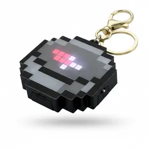 Pixel Art LED Compass Keychain, Retro Game Style, Rotating Compass With Switch-Controlled, USB C Charging, Mini Pocket LED Compass for Hiking, Camping, Fishing