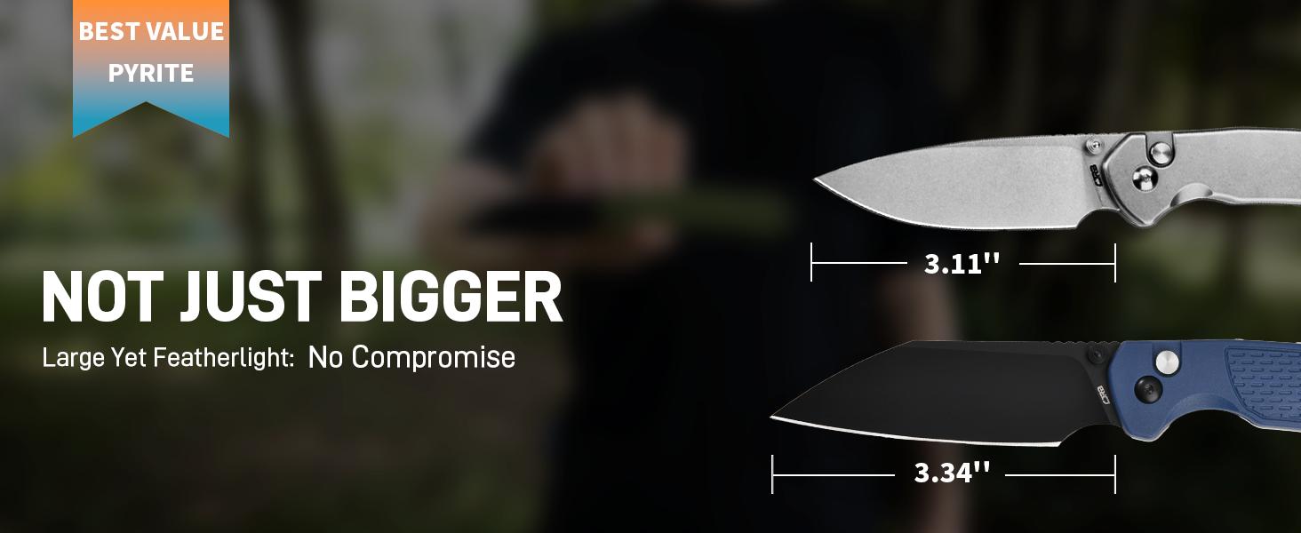 CJRB Pyrite-Light Pocket Folding Knife - 3.34'' AR-RPM9 Steel Blade, Pocket Clip, Multi-Tool Knife for Camping, Hiking & Fishing - Survival Gear