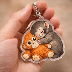 Punch the Baby Monkey Acrylic Keychain, Monkey Wooden Keychain, Cute Backpack Bag Charm