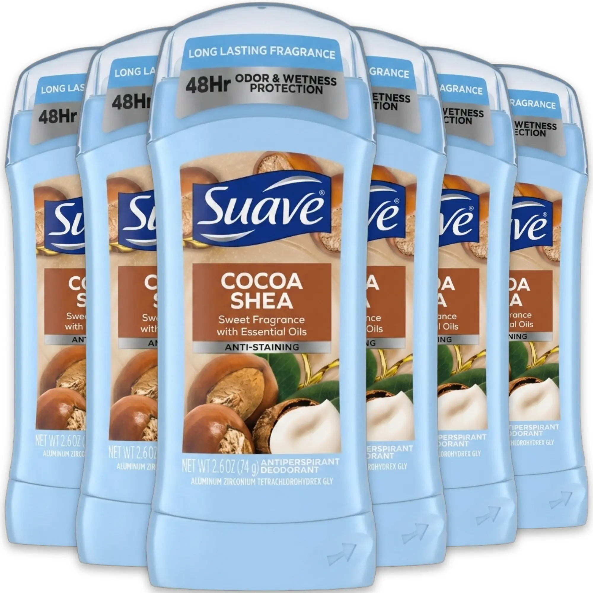 Women's Antiperspirant Deodorant Stick with Cocoa & Shea Butter, 48-Hour Odor Control, Anti-Stain Invisible Formula, 2.6oz Multi-Pack for Female Body Care Needs, Aluminium, Sweat Control, Soothing Odor Control
