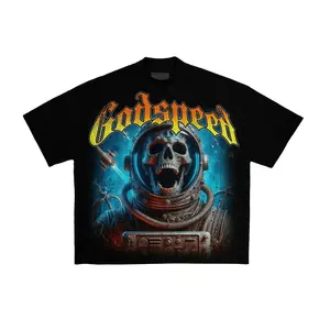 Godspeed Screaming Skull Astronaut Vintage Washed Tee - Streatwear Graphic T-Shirt