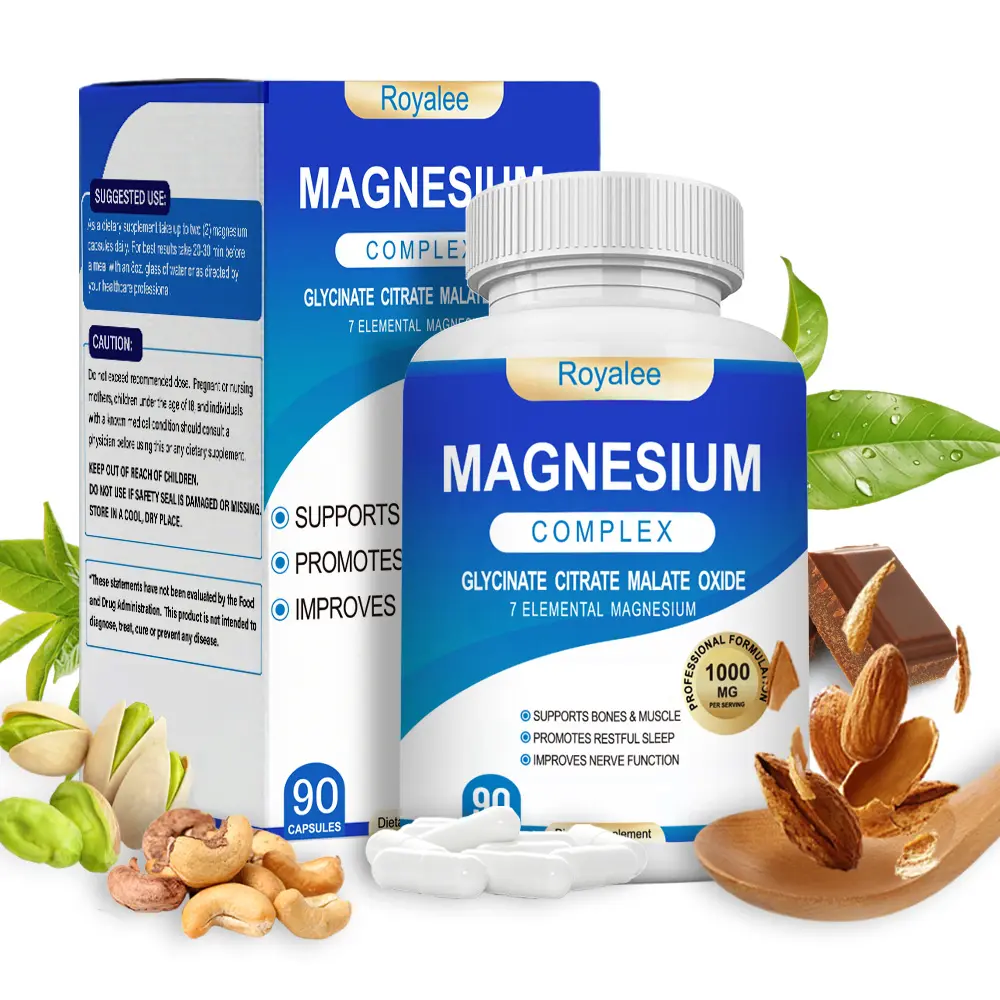 Magnesium glycinate magesium complex magnesium 7 complex 1000 cápsulas de magnesio Royalee Magnesium cirate magnesium for sleep