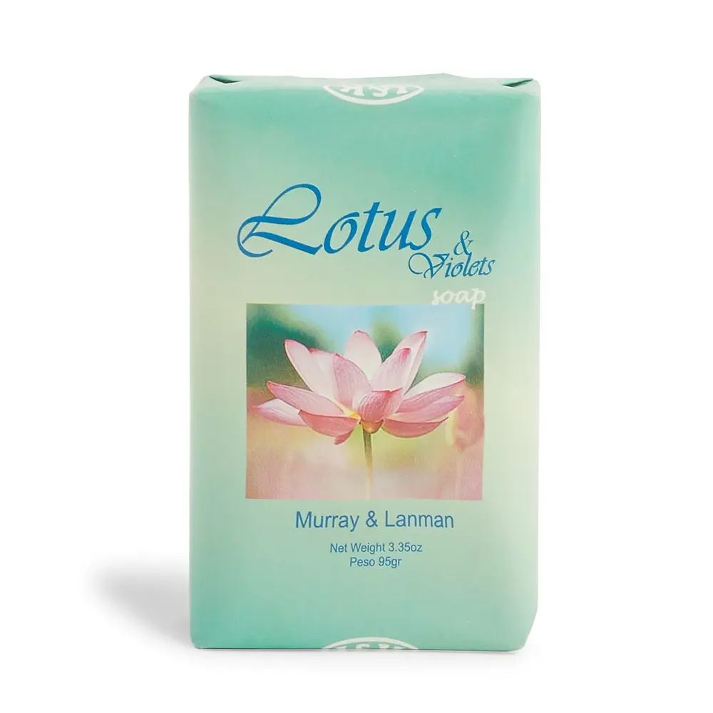 Murray & Lanman Lotus & Violet Floral Body Cleansing Soap Bar - 3.3 oz Refreshing Smelling Good Fresh and Clean Sudsy Cleanser, Gentle Daily Bath/Shower Care with C.I. 74160 Soft Formula Light Lather for Youth Skin