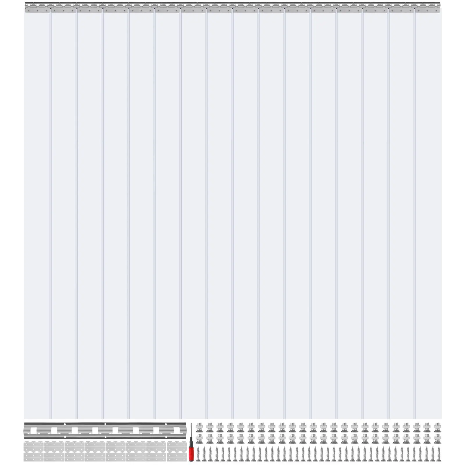 【FathersDayGift】VEVOR Strip Curtain 16PCS, 96" Height, 96" Width, 0.08" Thickness, Clear Smooth Plastic Door Strips with 50% Overlap, PVC Strip Door Curtain Freezer Curtain for Warehouses, Walk in Freezers, Coolers