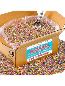 Bulk Natural Rainbow Sprinkles - 10 LB Wholesale - Kosher - Non-GMO, Dye-Free Jimmies - Bakery-Grade Sprinkles for Cakes, Ice Cream, Cookies, Catering & Large Events