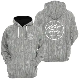 Washed Out BOTTOMLAND Nuthin Fancy Men’s Tibbee Flex Camo Sweatshirt, Hoodie, T-Shirt with Tree Print, Long Sleeve Outdoor Hunting Pullover Hooded, Soft & Durable Camouflage Sweatshirt, Gift for Men, Gift for Her