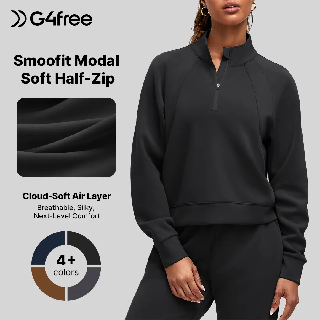 G4Free Women's Casual Long-Sleeve Half-Zip Pullover Sweatshirt, Stylish Everyday Tops Outfits