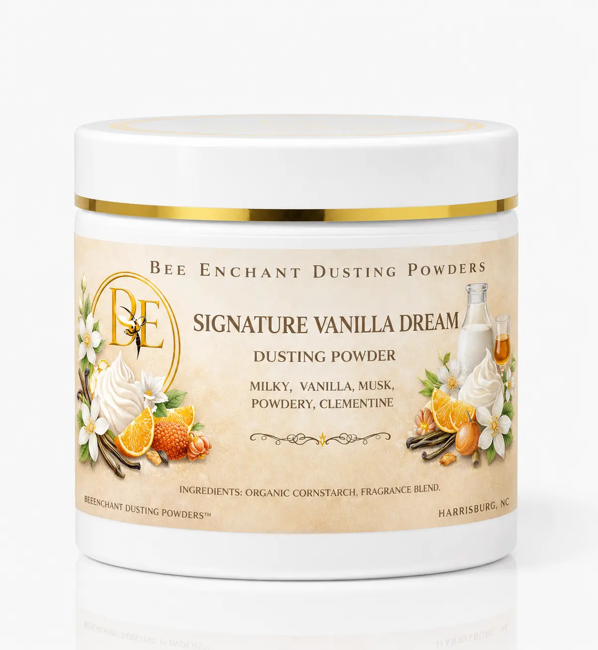 Bee Enchant’s Signature Vanilla Dream Custom Body Dusting Perfume Powder- Scented - Finely Milled powder Talc-Free Fragrance Vanilla Daily- Natural Shower Powder Cosmetic-body powder- perfume powder