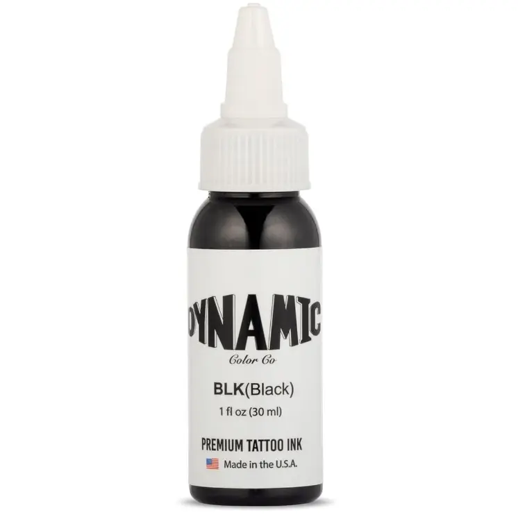 Dynamic Color Co. - Black Tattoo Ink, Long Lasting Vivid Color, Sterilized, Made in USA, Since 1990 (1 oz Bottle)