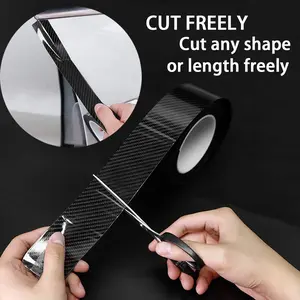 Carbon Fiber Texture Car Accessories Protective Adhesive Tape Roll - Heavy-Duty, Wear-Resistant, Waterproof, Anti-Scratch Edge Guard Film for Door Sills and Car Bumpers, Easy Peel-and-Stick Auto Protection Sticker (10 ft x 0.23 ft)