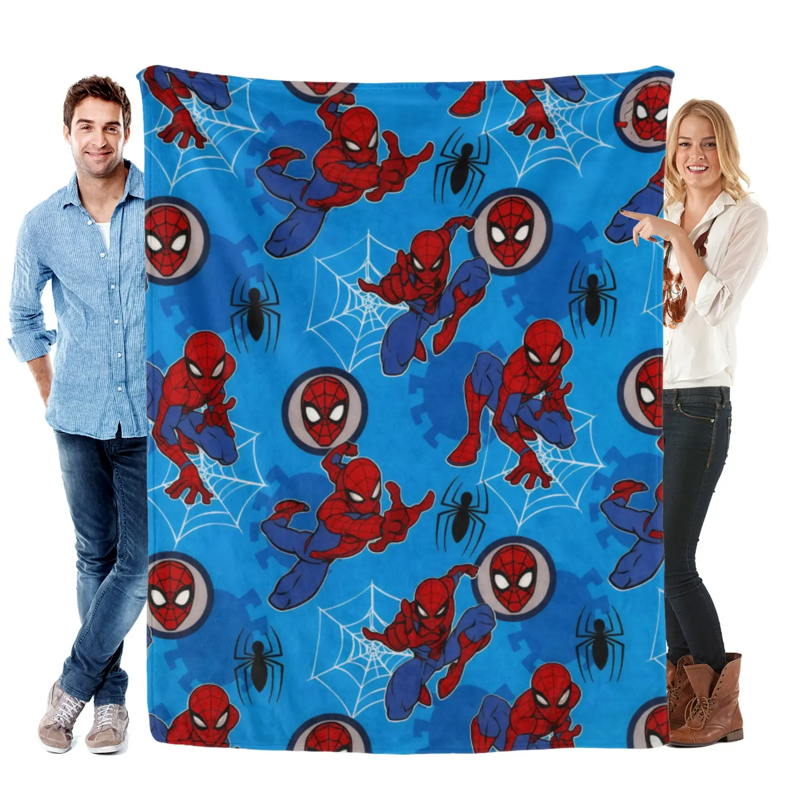 Marvel Spider Man Flannel Throw Blanket, Oversized Plush Cozy, Wrinkle Resistant, Perfect For Summer Evenings And Travel