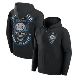 WWE Steve Austin 3:16 Skull Graphic Zip Up Hoodie 3D Print Unisex Oversized Casual Streetwear Fall Winter Spring Warm Fleece Sweatshirt Men Women Gift