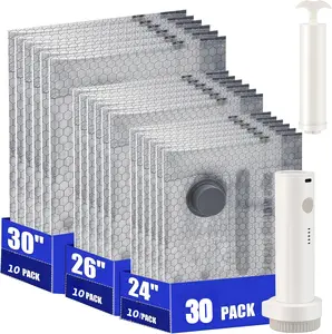 Cordless Travel Vacuum Bag Set with USB-30/15/9 Pack Vacuum Compression Storage Bags,Savers for Clothing & Travel Essentials. Zipper Pouches, Outdoor Packing System, Hand Organizer, Christmas Variety Pack