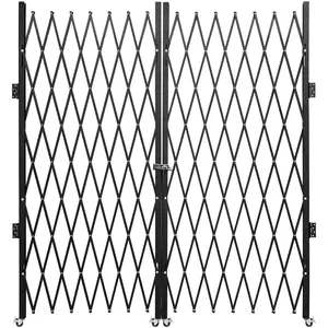 【FathersDayGift】VEVOR Double Folding Security Gate, 6-1/2\' H x 12\' W Folding Door Gate, Steel Accordion Security Gate, Flexible Expanding Security Gate, 360° Rolling Barricade Gate, Scissor Gate or Door with Keys