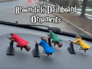 Witch and Wizard Broomstick Dashboard Drift Ornaments - Fantasy Car Decoration