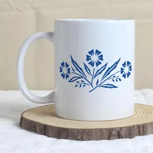 1 Count, 11oz, Vintage Corningware Blue Cornflower Coffee Mug Reproduction, Blue Flower, Mom's Vintage Kitchen