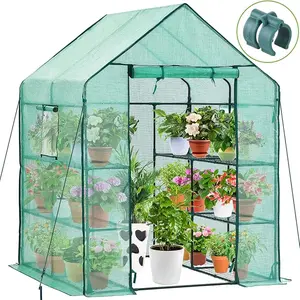 Greenhouse, Portable with Powder-Coated Steel Frame & Extended Bottom for Indoor & Outdoor Growing