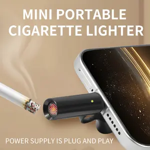 Type-C rechargeable lighter, tungsten filament windproof, 1-3 second automatic power-off, mini electronic lighter with keychain, essential for camping, hiking, and outdoor survival.