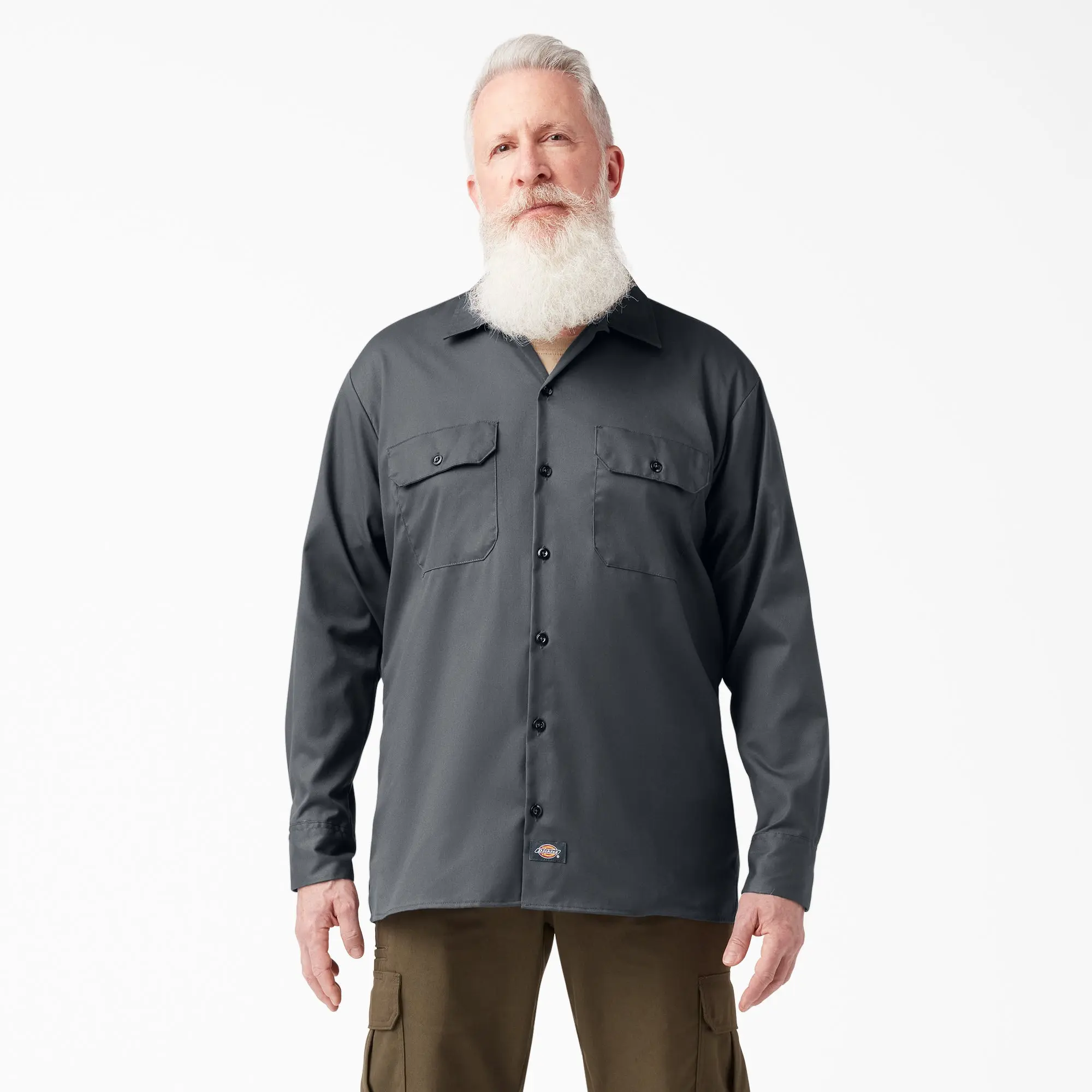 Dickies Men's FLEX Relaxed Fit Long Sleeve Work Shirt, Relaxed Fit,Lightweight, Workwear Style