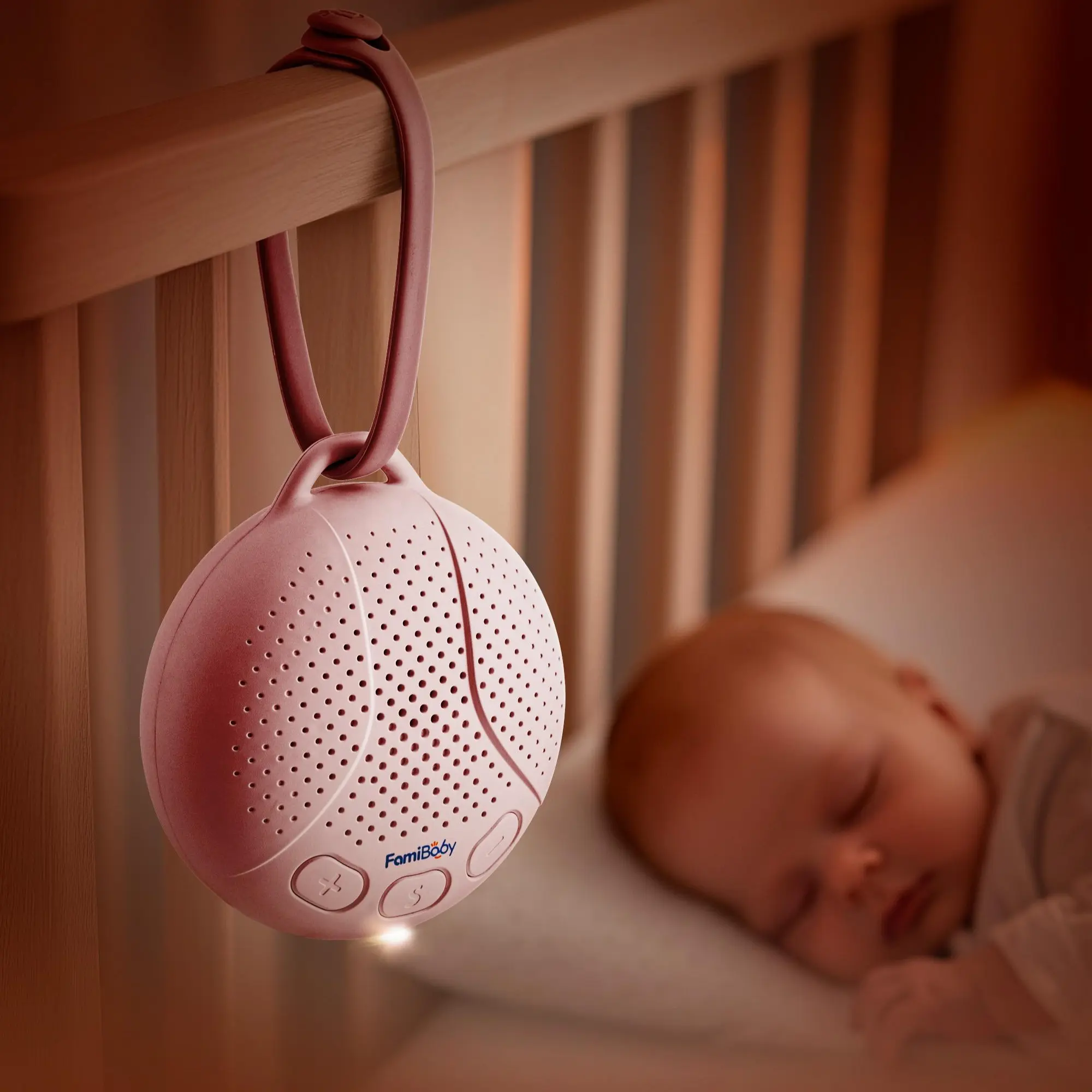 Portable Baby White Noise Speaker with Night Light, 16 Soothing Sounds, Heartbeat & Womb-Inspired Sounds, Baby Nursery Sound Machine for Bedtime Routine, Travel & Baby Shower Gift