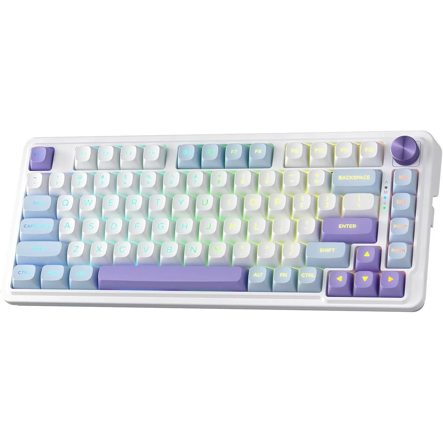 Redragon K673 MAX 75% Wireless Gasket RGB Gaming Keyboard, 3-Modes 81 Keys PBT Compact Mechanical Keyboard w/ Hot-Swap Socket, Dedicated Knob Control & 5-Layer Noise Dampening, Custom Linear Switch,back to school,back to school haul