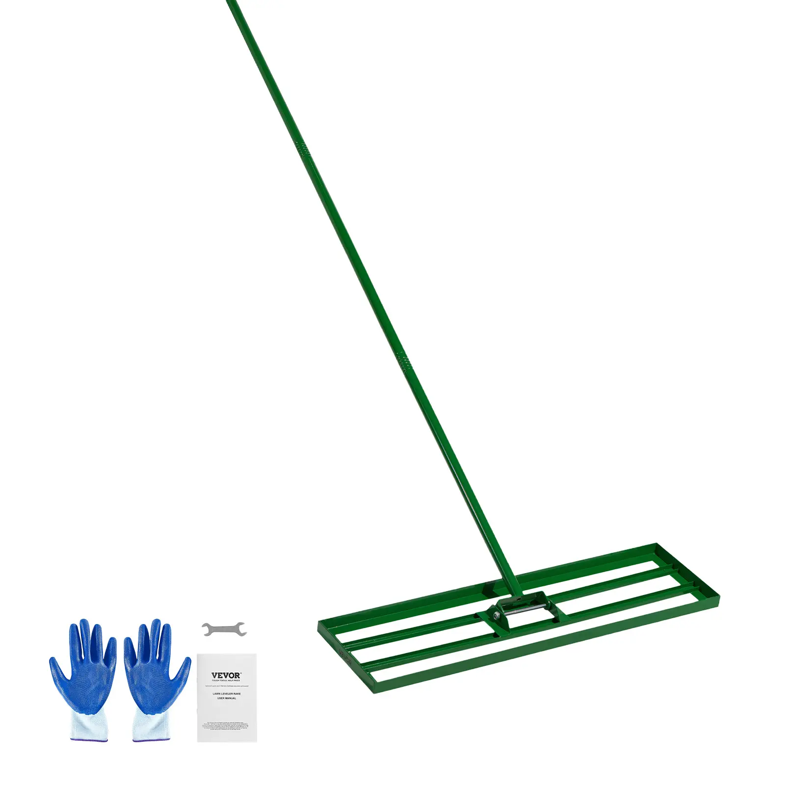 VEVOR 36x10 Inch Lawn Leveling Rake, 78in Heavy-Duty Q235 Steel Gardening Tool, 8.16 lbs Rust-Free Soil Loosening Rake with Considerate Details, Durable Gardening Tools for Garden, Farm Use