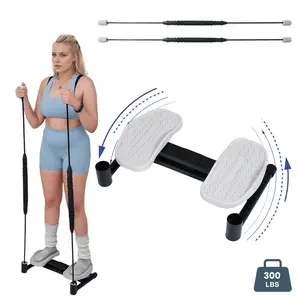 Twisting Board Machine with Power Rods & Foot Massager, 300LB Capacity, Home Fitness Trainer, Quiet Dual Pedals