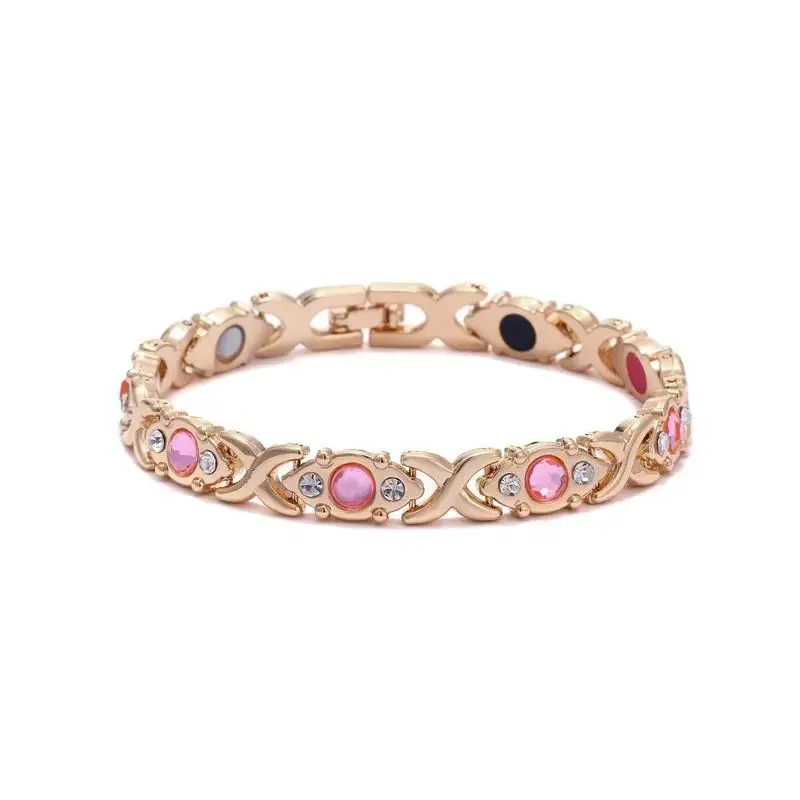 S Energy magnet bracelet, eco-friendly alloy with diamonds, adjustable ladies' wristband,Adjustable Fit, Diamond Accent Wristband Adjustable Magnetic Healing Bracelet for Women Christmas Gift